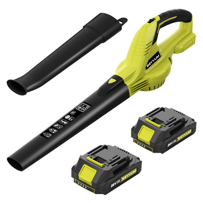 Lightweight 20V Cordless Leaf Blower - 320 CFM, 150 MPH Electric Blower for Lawn & Yard Care, Snow Blowing - Includes 2X 2.0Ah Batteries & Charger
